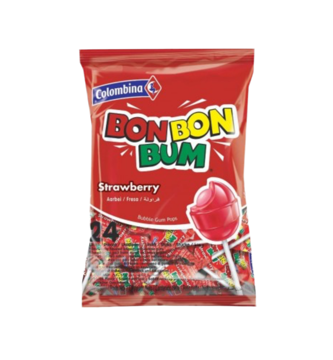 Colombina Bon Bon Bum Strawberry Pack of 24