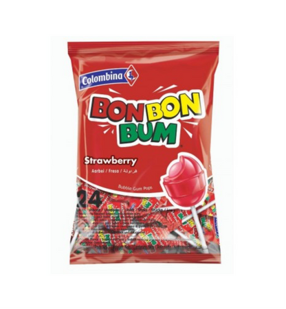 Colombina Bon Bon Bum Strawberry Pack of 24